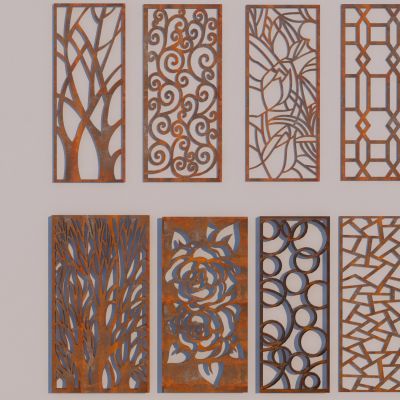 现代金属隔断 精美钢板雕花