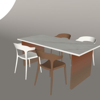 现代餐桌椅 大理石面餐桌 餐椅靠背椅