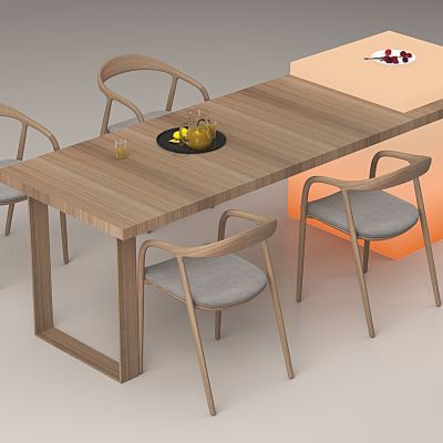 现代实木餐桌椅 岛台餐桌 餐椅靠背椅