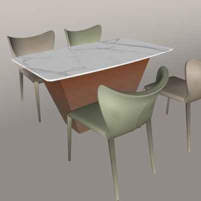 现代餐桌椅组合 大理石面餐桌 餐椅靠背椅