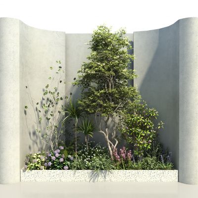 现代植物堆景观花池3D模型