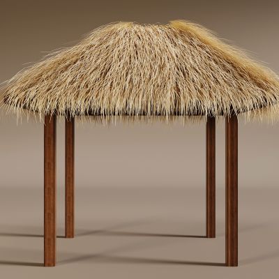 茅草亭四角亭 茅草遮阳棚 草绷子 干草枯草草垛 茅草屋顶 茅草顶