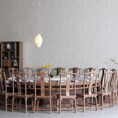 中式餐桌 圆桌 博古架