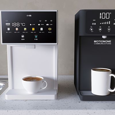 现代咖啡机 咖啡杯 拉花咖啡