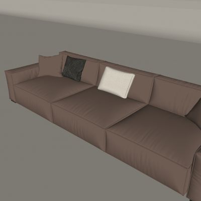 意式轻奢沙发 复古豆腐块真皮沙发 中古风焦糖色沙发 奶油沙发