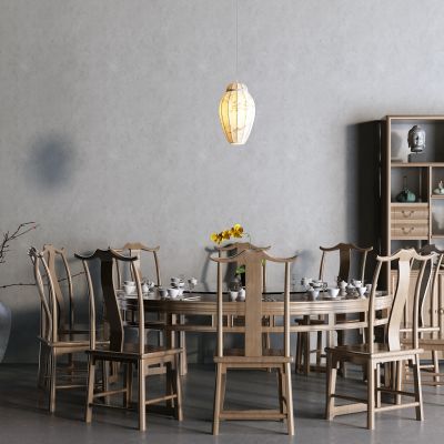 中式餐桌 圆桌 博古架