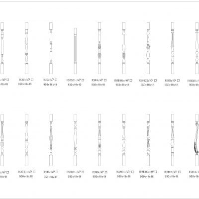 实木楼梯扶手立柱柱头CAD图库