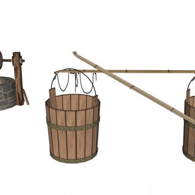 现代木桶 水桶 水井