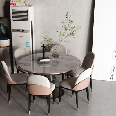 现代大理石餐桌 空调 雕塑
