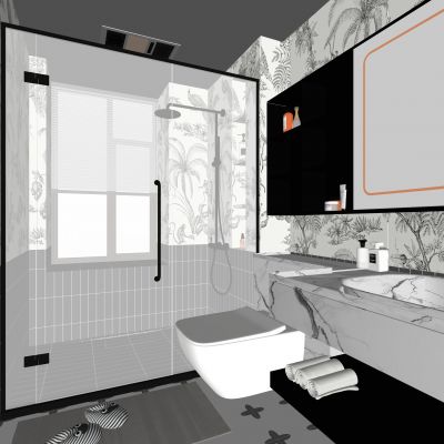 现代卫生间 浴室柜 洗脸盆 镜柜 马桶