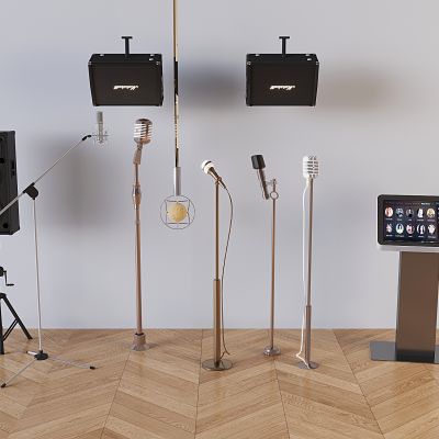 现代KTV自助点歌机显示屏 落地支架壁挂音响 支架麦克风话筒