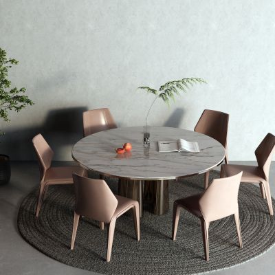 现代大理石餐桌 雕塑