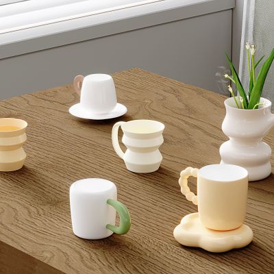 复古马克杯水杯 马卡龙叠叠杯 几何陶瓷杯子 咖啡杯 情侣杯子