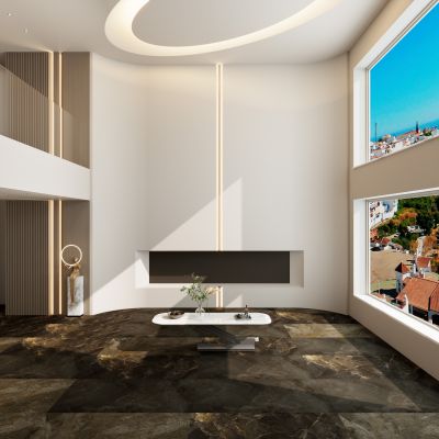 意式 轻奢风 椭圆 小洞天 复式 跃层别墅 客厅 玄关