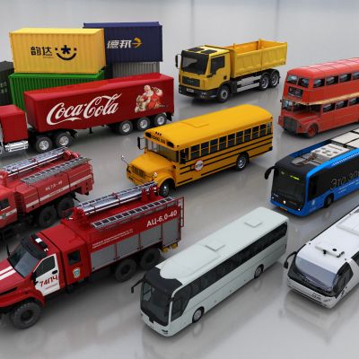 现代消防客车组合3D模型