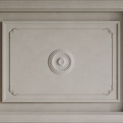 法式天花吊顶 法式灯盘 法式雕花线条