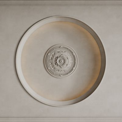 法式天花吊顶 法式灯盘 法式雕花线条