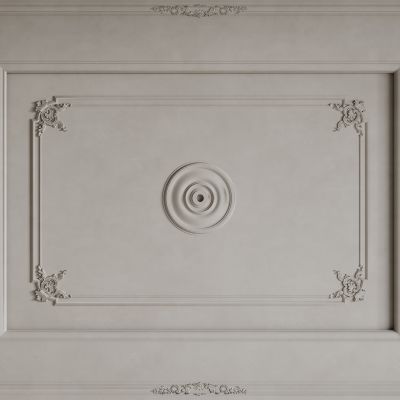 法式天花吊顶 法式灯盘 法式雕花线条