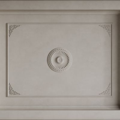 法式天花吊顶 法式灯盘 法式雕花线条