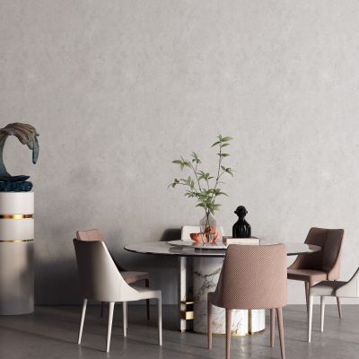 现代大理石餐桌 圆桌 雕塑