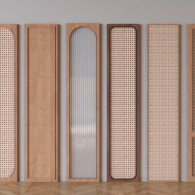 侘寂中古风衣柜门板 复古藤编衣柜门板 长虹玻璃衣柜门板