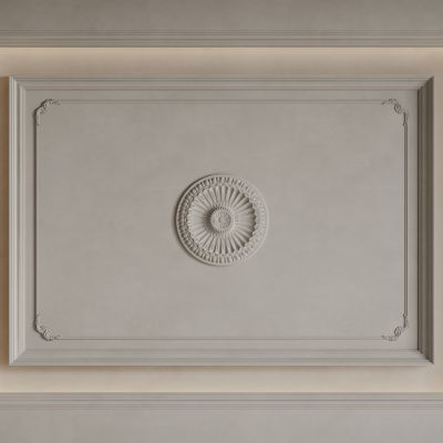 法式天花吊顶 法式灯盘 法式雕花线条
