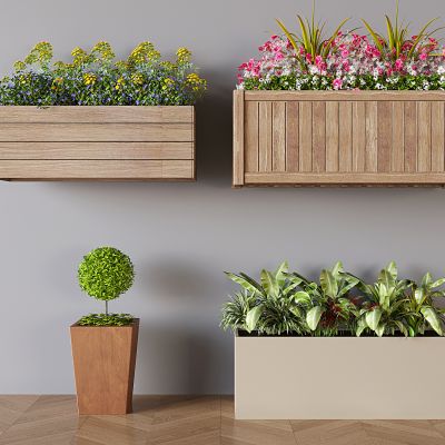 别墅庭院防腐木种植花箱 长方形实木阳台花盆 花坛花池花钵 户外木质木摆
