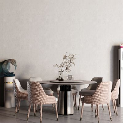 现代大理石餐桌 圆桌 雕塑