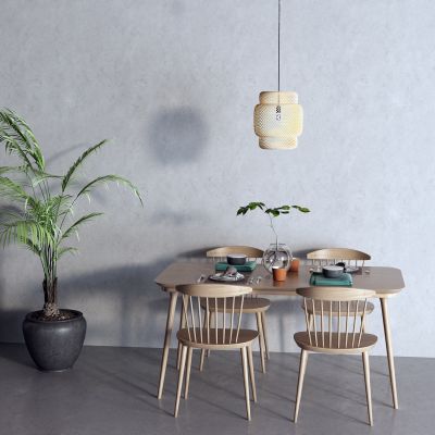 北欧餐桌 藤编吊灯