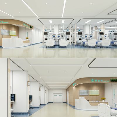 ICU大厅 抢救大厅 病房大厅 重症区域 护士站