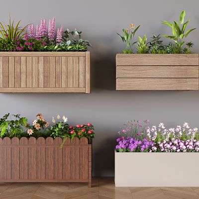 别墅庭院防腐木种植花箱 长方形实木阳台花盆 花坛花池花钵 户外木质木摆