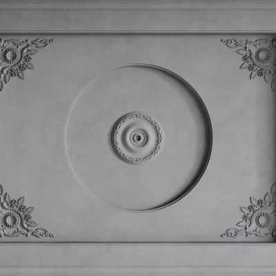 法式天花吊顶 法式灯盘 法式雕花线条