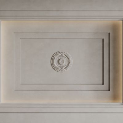 法式天花吊顶 法式灯盘 法式雕花线条