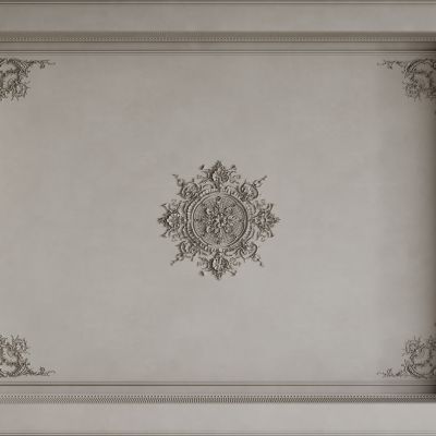 法式天花吊顶 法式灯盘 法式雕花线条