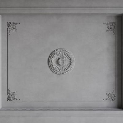 法式天花吊顶 法式灯盘 法式雕花线条