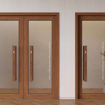 中古风玻璃单开门双开门 油砂玻璃平开门双开门 咖啡店奶茶店烘焙店花房实木玻璃门