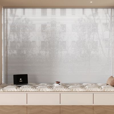 现代奶油飘窗坐垫 榻榻米坐垫 布艺软饰坐垫 百叶帘 苹果笔记本电脑 抱枕