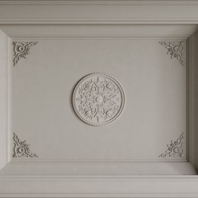 法式天花吊顶 法式灯盘 法式雕花线条