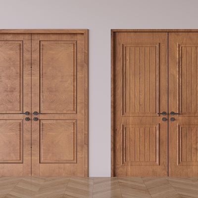 侘寂中古风实木双开门 实木大门双门对开门 别墅庭院原木入户门 酒店会所门