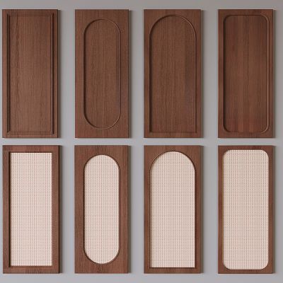 侘寂中古风衣柜门板 复古藤编衣柜门板 新中式实木衣柜门板