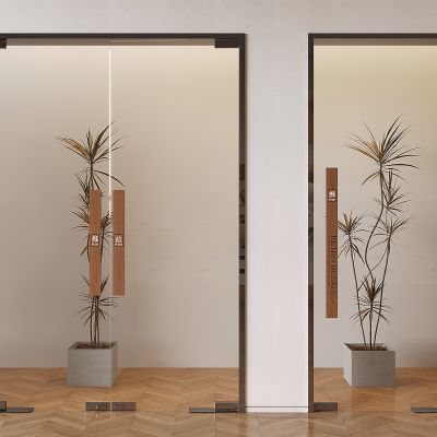 铝合金边框单开门平开门 透明玻璃单开门双开门 极窄边框玻璃门