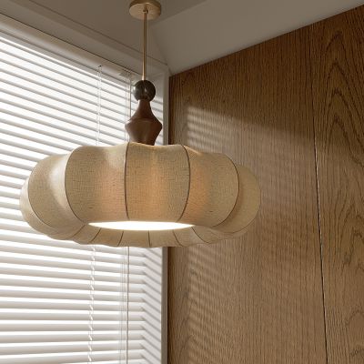 中古禅意吊灯 客厅餐厅卧室书房茶室中国风复古实木布艺吊灯