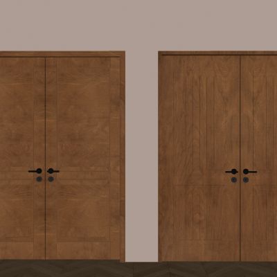 侘寂中古风实木双开门 实木大门双门对开门 别墅庭院原木入户门 酒店会所门