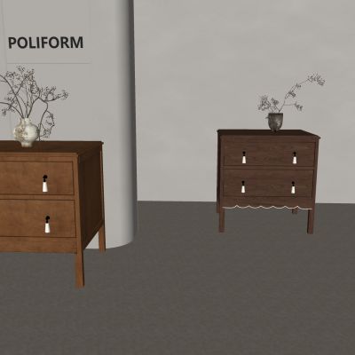 法式中古实木床头柜 复古轻奢床边柜二斗柜 美式原木色抽屉柜 禅意陶罐花艺花瓶