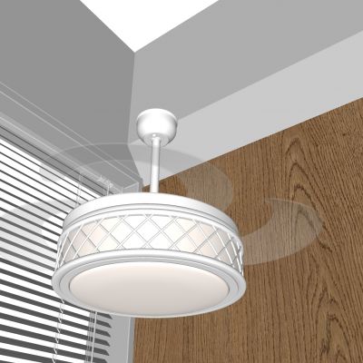 北欧奶油风扇灯 客厅餐厅卧室隐形吊扇灯智能变频风扇带吊灯一体