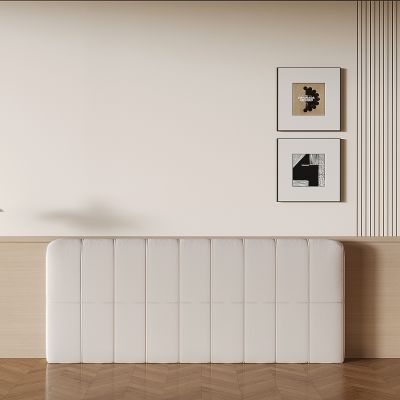 现代奶油床头背景 布艺软饰床头背景 创意吊灯装饰画 