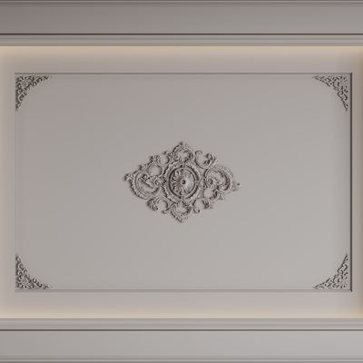 法式天花吊顶 法式灯盘 法式雕花线条