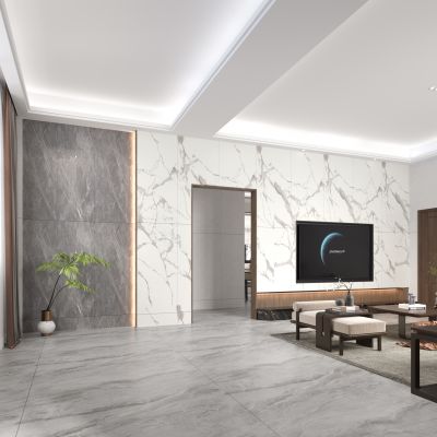 新中式客厅餐厅 餐边柜 双门冰箱 餐桌沙发 植物 墙饰