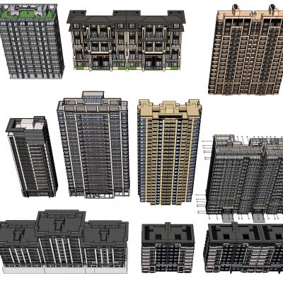 多种楼栋单体建筑SU模型