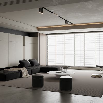 现代黑白灰客厅 大平层客厅 极简客厅 暗黑风